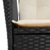  fekete polyrattan dönthető kerti szék párnával