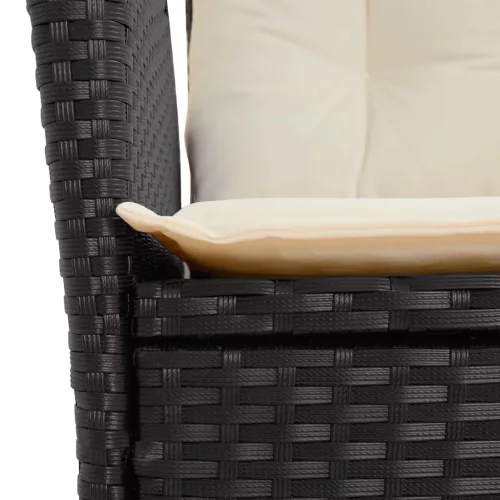  fekete polyrattan dönthető kerti szék párnával