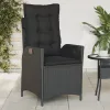  fekete polyrattan dönthető kerti szék párnával