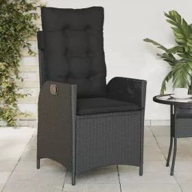  fekete polyrattan dönthető kerti szék párnával