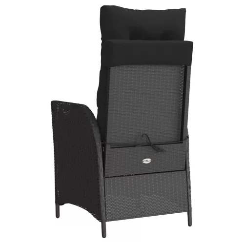  fekete polyrattan dönthető kerti szék párnával