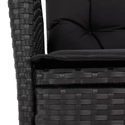  fekete polyrattan dönthető kerti szék párnával
