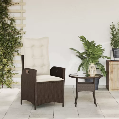  barna polyrattan dönthető kerti szék párnákkal