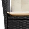  2 db fekete polyrattan dönthető kerti szék párnával