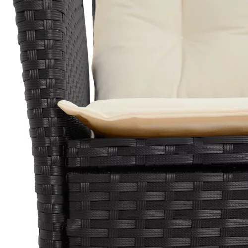  2 db fekete polyrattan dönthető kerti szék párnával