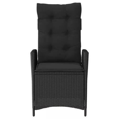  2 db fekete polyrattan dönthető kerti szék párnával