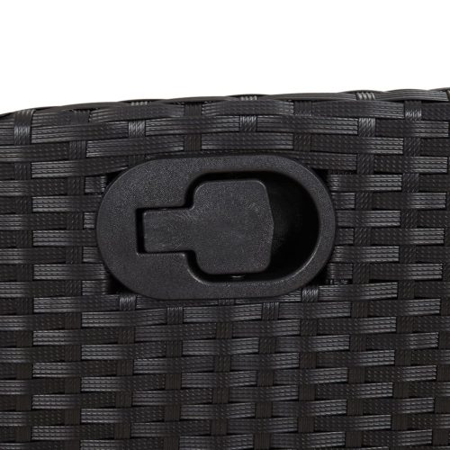  fekete polyrattan dönthető kerti szék lábtartóval