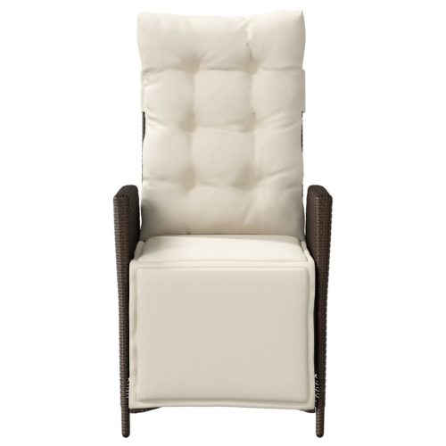  barna polyrattan dönthető kerti szék lábtartóval