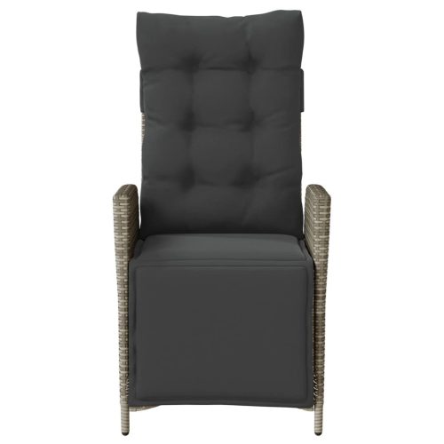  szürke polyrattan dönthető kerti szék lábtartóval