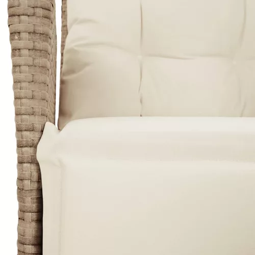  bézs polyrattan dönthető kerti szék lábtartóval