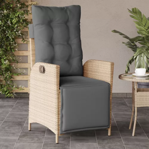  vegyes bézs polyrattan dönthető kerti szék lábtartóval