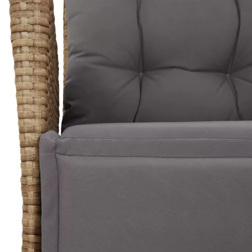  vegyes bézs polyrattan dönthető kerti szék lábtartóval