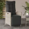  világosszürke polyrattan dönthető kerti szék lábtartóval