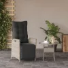  világosszürke polyrattan dönthető kerti szék lábtartóval