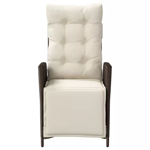  2 db barna polyrattan dönthető kerti szék lábtartóval