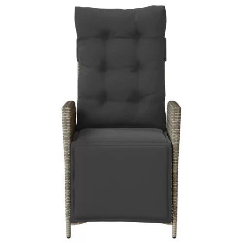  2 db szürke polyrattan dönthető kerti szék lábtartóval