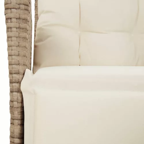  2 db bézs polyrattan dönthető kerti szék lábtartóval