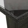  fekete polyrattan üveglapos kerti asztal 190x80x74 cm