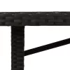 fekete polyrattan üveglapos kerti asztal 190x80x74 cm