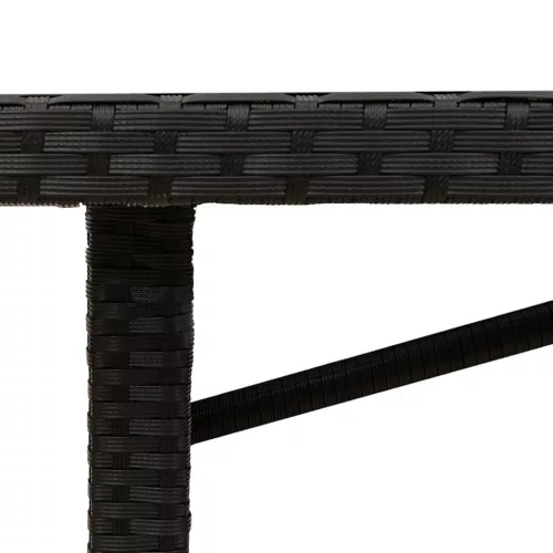  fekete polyrattan üveglapos kerti asztal 190x80x74 cm