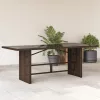  barna polyrattan üveglapos kerti asztal 190 x 80 x 74 cm