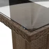  barna polyrattan üveglapos kerti asztal 190 x 80 x 74 cm