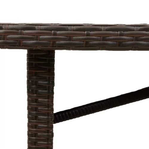  barna polyrattan üveglapos kerti asztal 190 x 80 x 74 cm