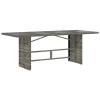  szürke polyrattan üveglapos kerti asztal 190x80x74 cm