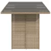  bézs polyrattan üveglapos kerti asztal 190x80x74 cm