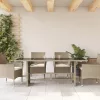  szürke polyrattan üveglapos kerti asztal 190x80x74 cm