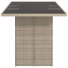  szürke polyrattan üveglapos kerti asztal 190x80x74 cm