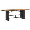  fekete polyrattan akácfa lapos kerti asztal 190 x 80 x 74 cm