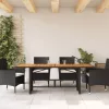  fekete polyrattan akácfa lapos kerti asztal 190 x 80 x 74 cm