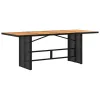 fekete polyrattan akácfa lapos kerti asztal 190 x 80 x 74 cm