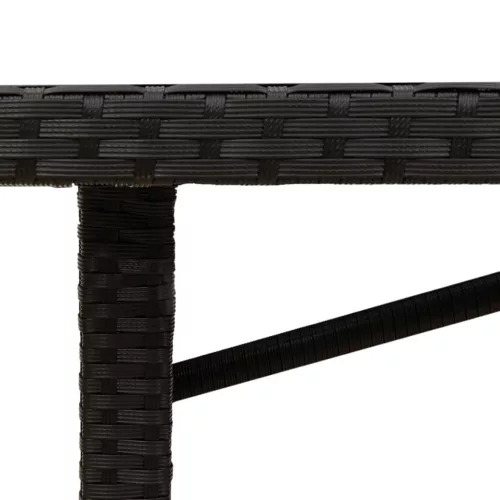  fekete polyrattan akácfa lapos kerti asztal 190 x 80 x 74 cm