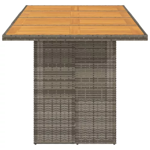  szürke polyrattan akácfa lapos kerti asztal 190 x 80 x 74 cm
