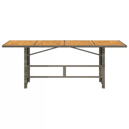  szürke polyrattan akácfa lapos kerti asztal 190 x 80 x 74 cm