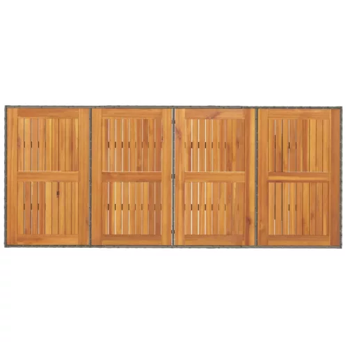  szürke polyrattan akácfa lapos kerti asztal 190 x 80 x 74 cm