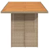  bézs polyrattan akácfa lapos kerti asztal 190 x 80 x 74 cm