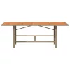  bézs polyrattan akácfa lapos kerti asztal 190 x 80 x 74 cm