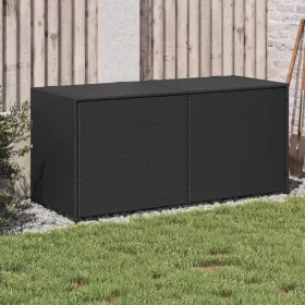  fekete polyrattan kerti tárolóláda 283 L
