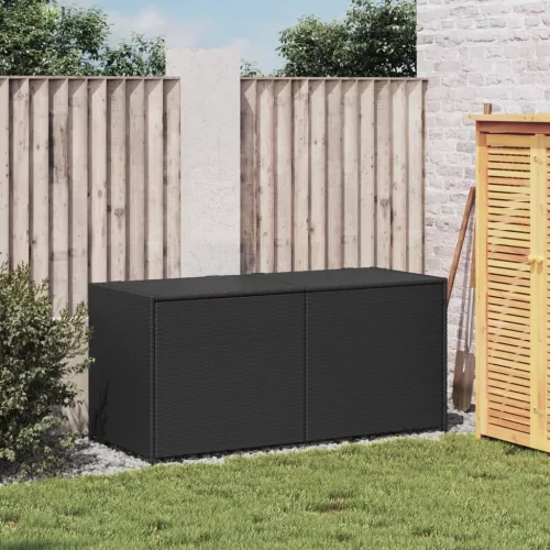  fekete polyrattan kerti tárolóláda 283 L