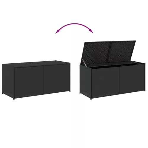  fekete polyrattan kerti tárolóláda 283 L