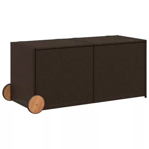  barna polyrattan kerti tárolóláda kerekekkel 283 L