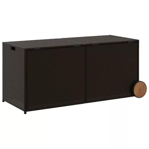  barna polyrattan kerti tárolóláda kerekekkel 283 L