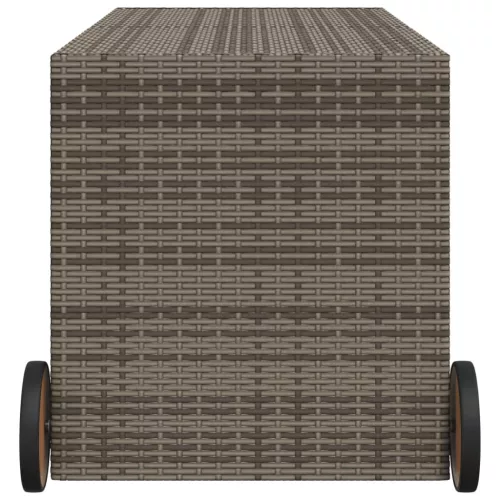  szürke polyrattan kerti tárolóláda kerekekkel 283 L