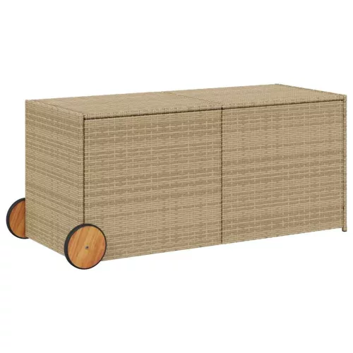  vegyes bézs polyrattan kerti tárolóláda kerekekkel 283 L