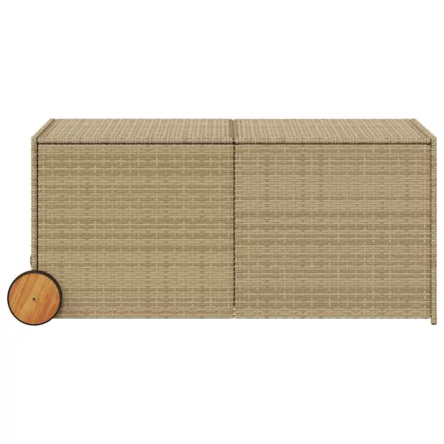  vegyes bézs polyrattan kerti tárolóláda kerekekkel 283 L