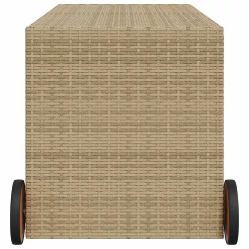  vegyes bézs polyrattan kerti tárolóláda kerekekkel 283 L