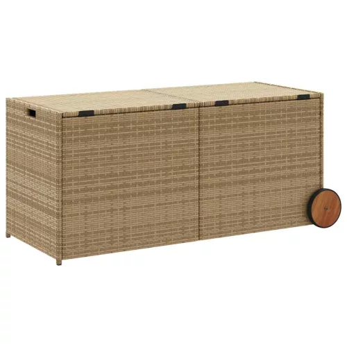  vegyes bézs polyrattan kerti tárolóláda kerekekkel 283 L
